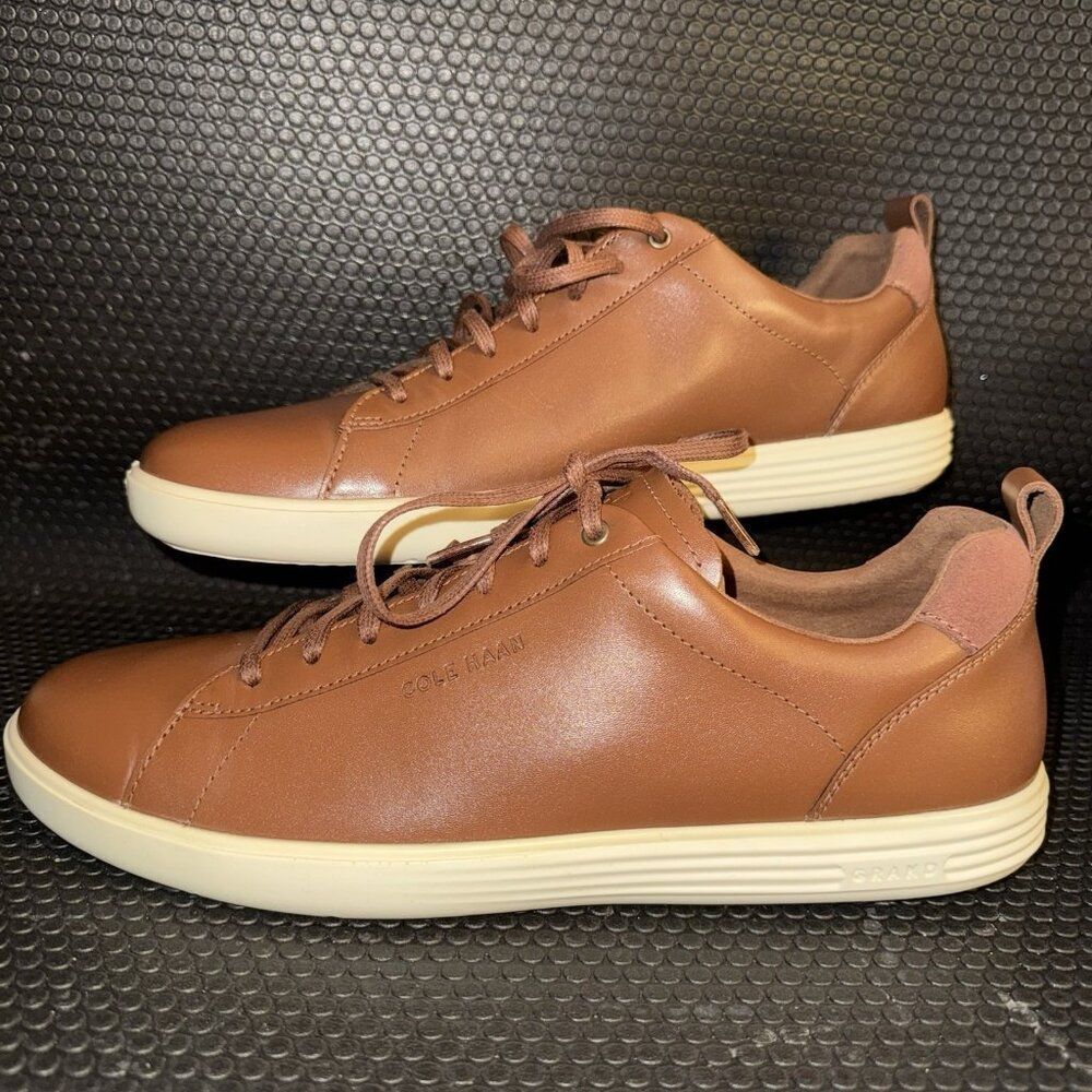 Cole Haan Brown Leather Sneakers with Cream Sole